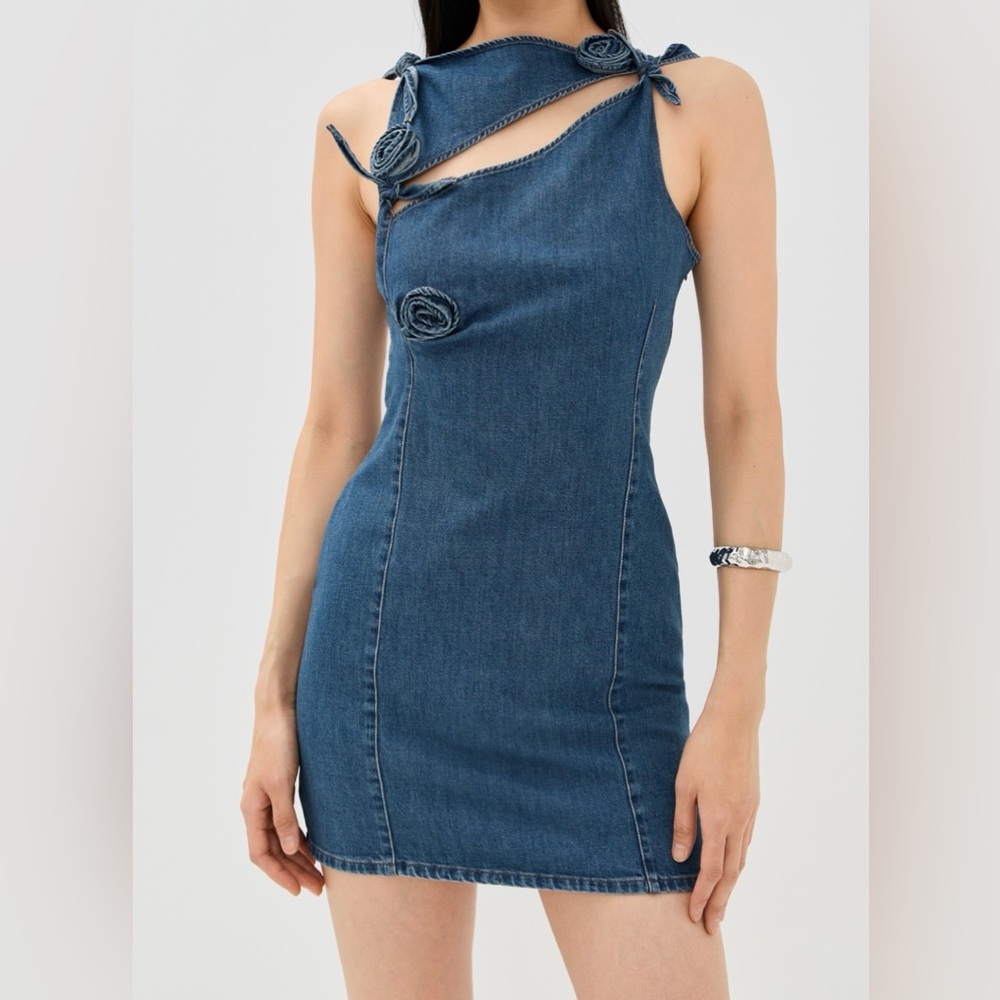 Coperni Denim Flower Mini Dress